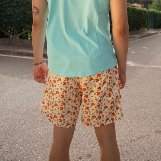 Pantaloncini da bagno stampa castelli di sabbia