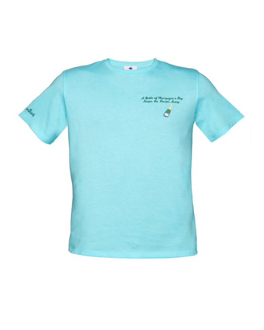 T-shirt in cotone verde menta con ricamo Champagne